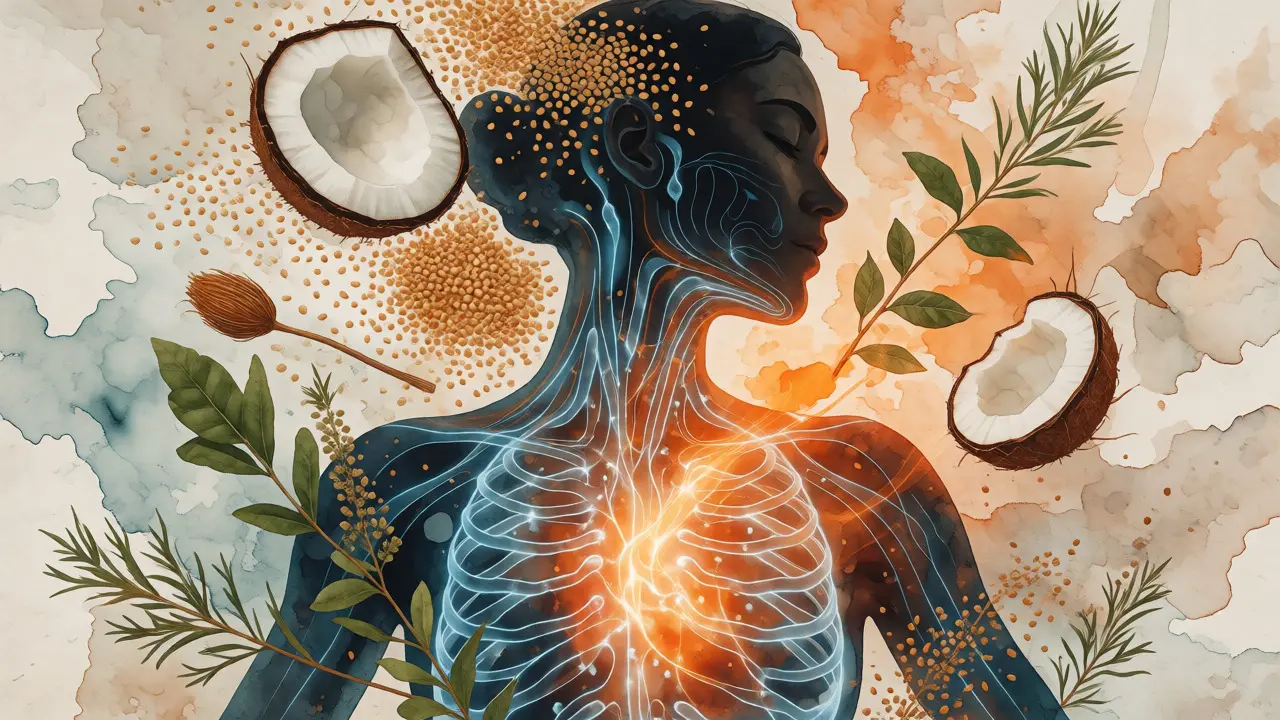 Konceptuální ilustrace vnitřního uzdravení a toku energie